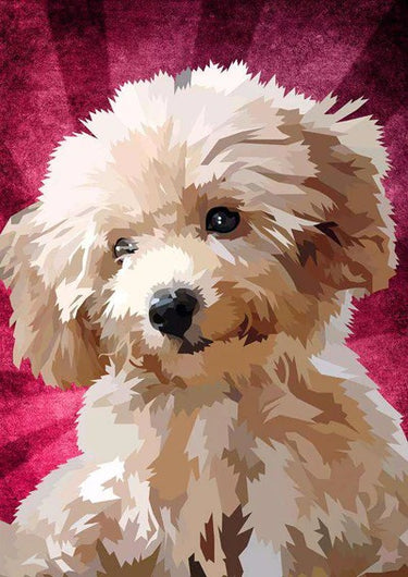 Diamond Painting Poedel Puppy met Ronde steentjes 70x100cm - Beste Kwaliteit